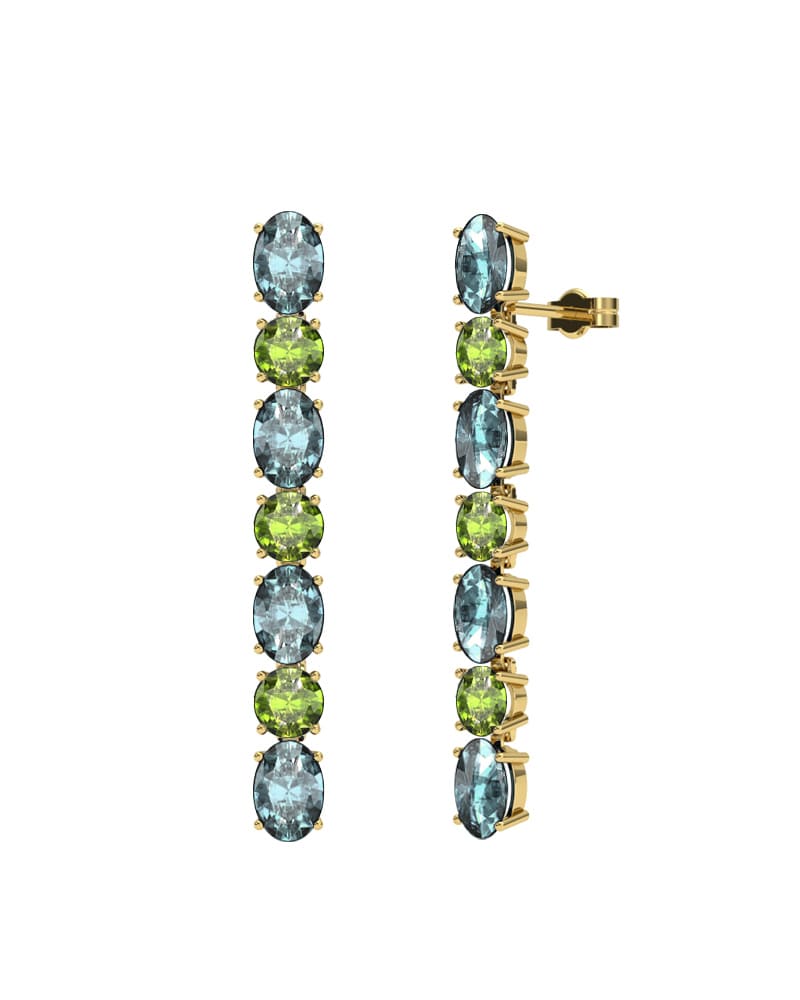 PENDIENTES FALLS ORO TOPACIO AZUL Y PERIDOTO - CRESBER