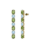 PENDIENTES FALLS ORO PERIDOTO Y TOPACIO AZUL - CRESBER