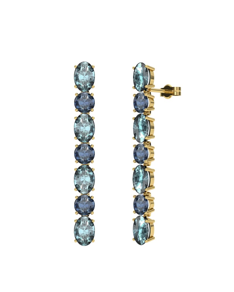 PENDIENTES FALLS ORO TOPACIO AZUL Y LONDON - CRESBER