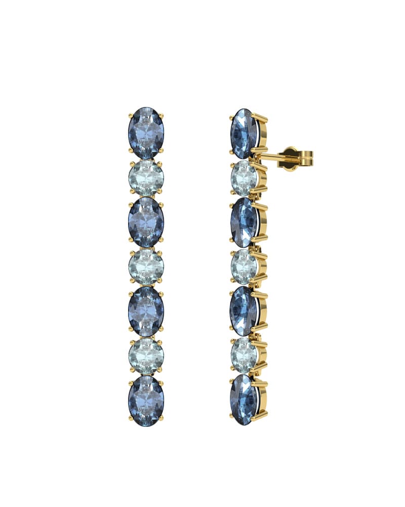 PENDIENTES FALLS ORO TOPACIO LONDON Y TOPACIO AZUL - CRESBER