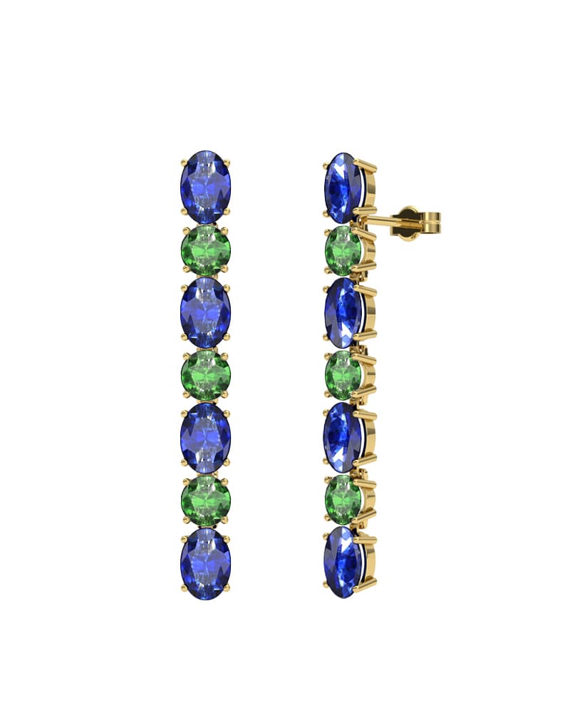 PENDIENTES FALLS ORO ZAFIRO Y ESMERALDA - CRESBER