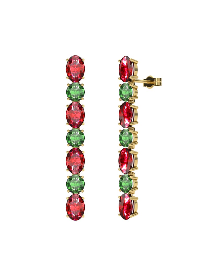 PENDIENTES FALLS ORO RUBI Y ESMERALDA - CRESBER