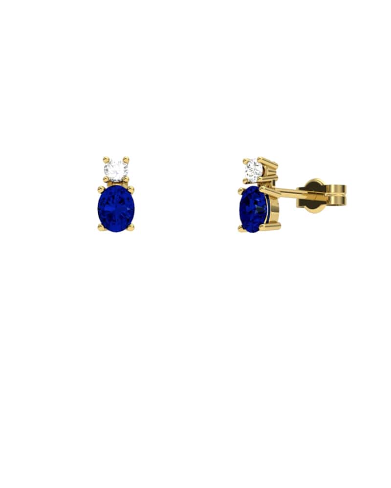 PENDIENTES FALLS ORO BRILLANTES 0,06 CT Y ZAFIRO - CRESBER