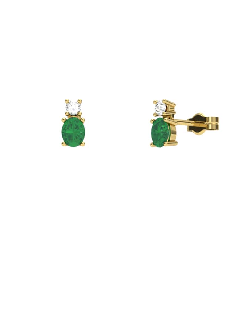 PENDIENTES FALLS ORO BRILLANTES 0,06 CT Y ESMERALDA - CRESBER