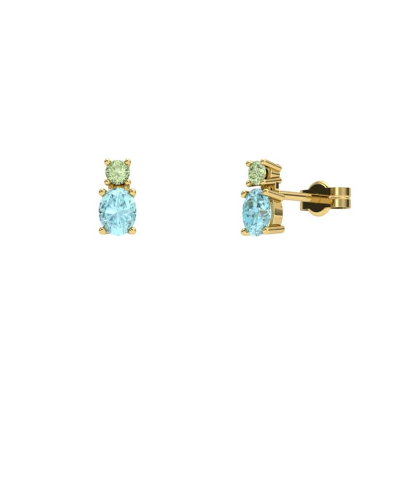 PENDIENTES FALLS ORO TOPACIO AZUL Y PERIDOTO - CRESBER