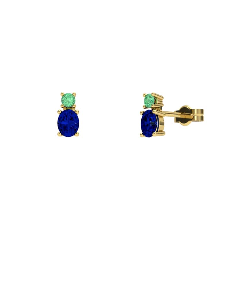 PENDIENTES FALLS ORO ZAFIRO Y ESMERALDA - CRESBER