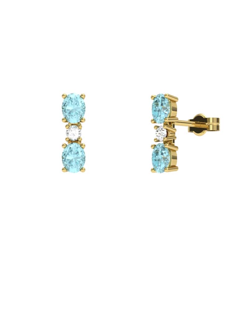 PENDIENTES FALLS ORO TOPACIO AZUL Y TOPACIO BLANCO - CRESBER