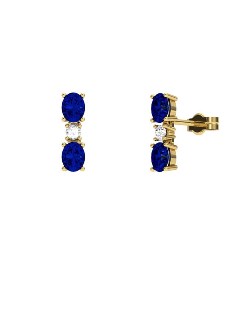 PENDIENTES FALLS ORO BRILLANTES 0,06 CT Y ZAFIRO - CRESBER