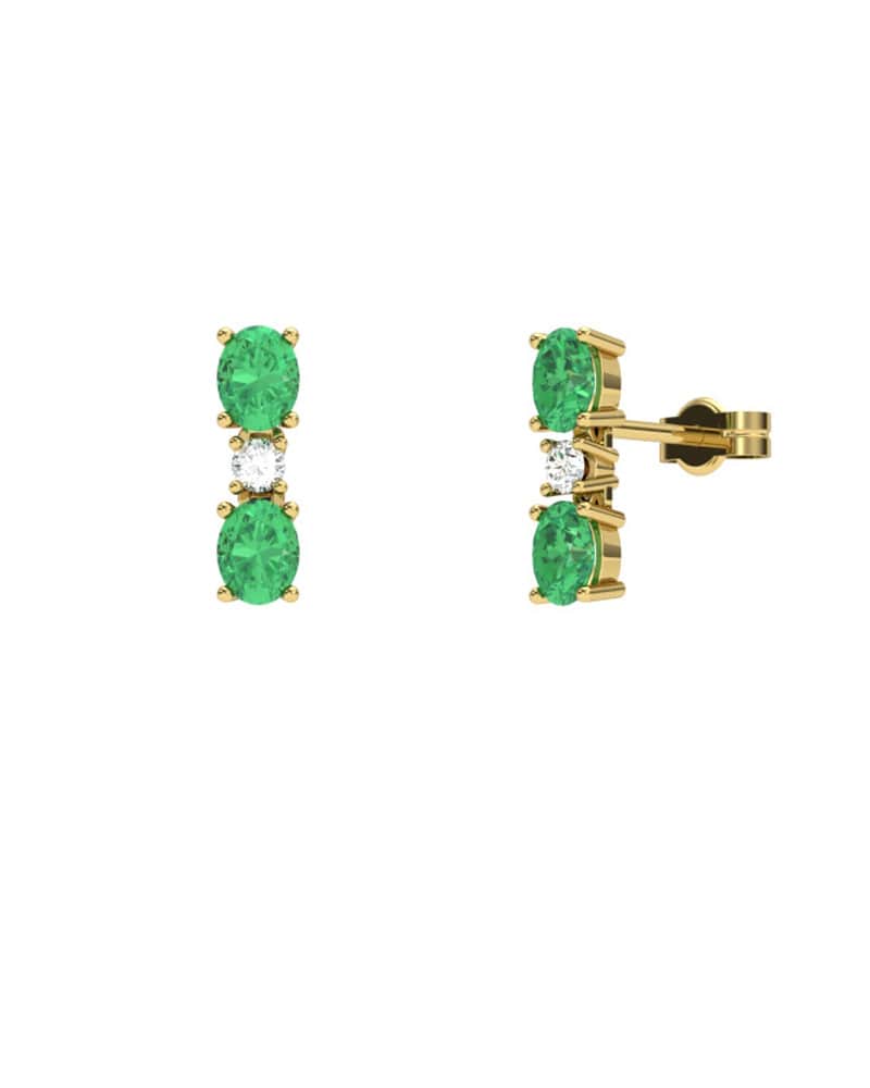 PENDIENTES FALLS ORO BRILLANTES 0,06 CT Y ESMERALDA - CRESBER