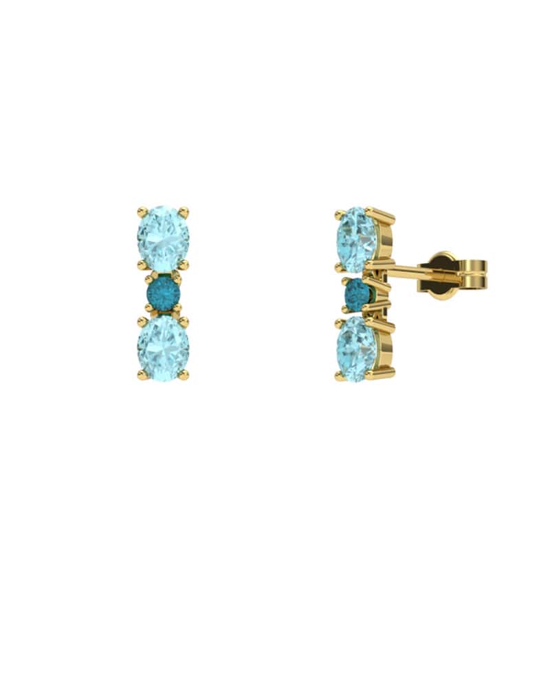 PENDIENTES FALLS ORO TOPACIO AZUL Y LONDON - CRESBER