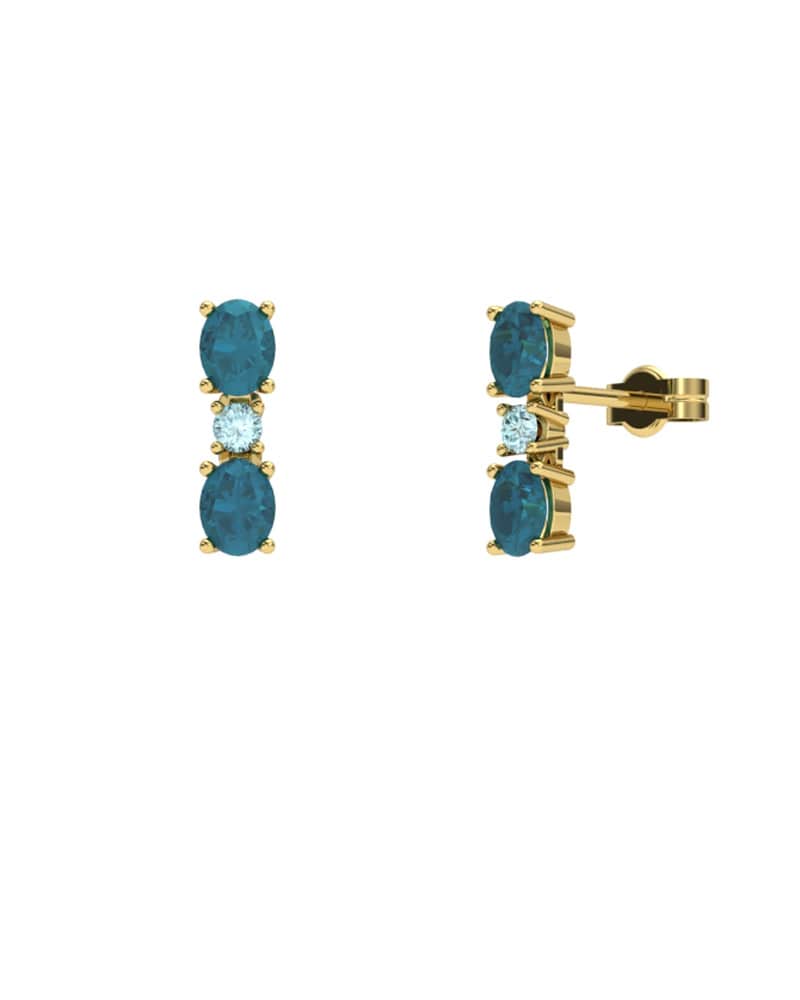 PENDIENTES FALLS ORO LONDON Y TOPACIO AZUL - CRESBER