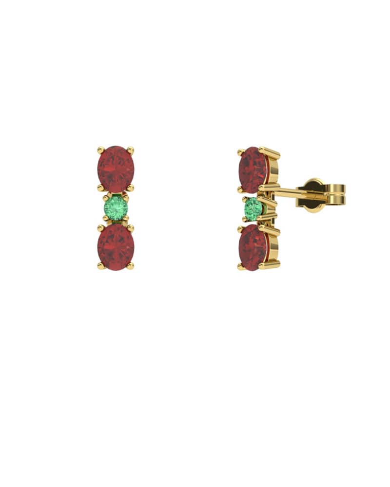 PENDIENTES FALLS ORO RUBI Y ESMERALDA - CRESBER