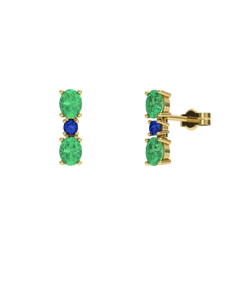 PENDIENTES FALLS ORO ESMERALDA Y ZAFIRO - CRESBER
