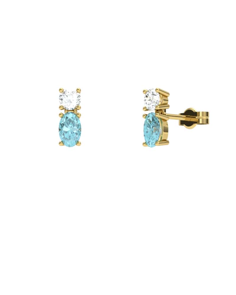 PENDIENTES FALLS ORO TOPACIO AZUL Y TOPACIO BLANCO - CRESBER