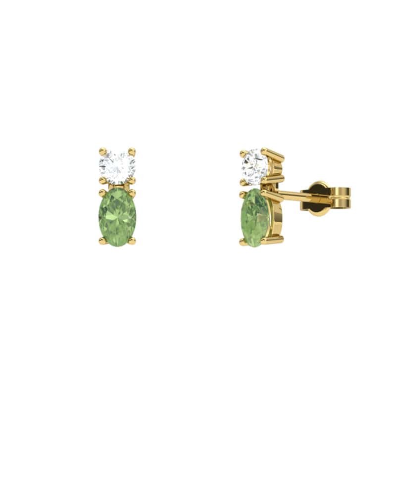 PENDIENTES FALLS ORO PERIDOTO Y TOPACIO BLANCO - CRESBER