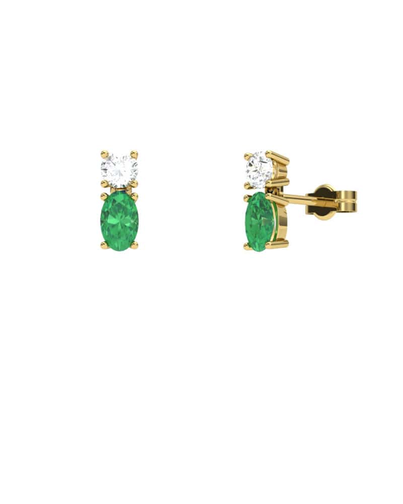 PENDIENTES FALLS ORO BRILLANTES 0,22 CT Y ESMERALDA - CRESBER