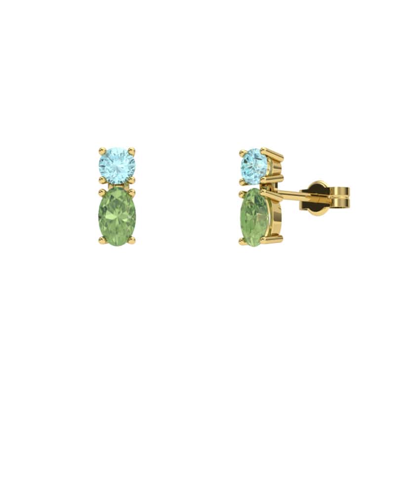 PENDIENTES FALLS ORO PERIDOTO Y TOPACIO AZUL - CRESBER