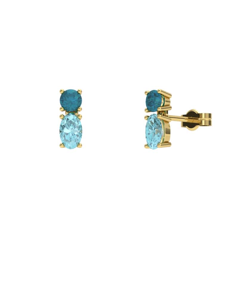 PENDIENTES FALLS ORO TOPACIO AZUL Y LONDON - CRESBER