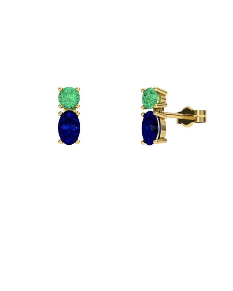 PENDIENTES FALLS ORO ZAFIRO Y ESMERALDA - CRESBER