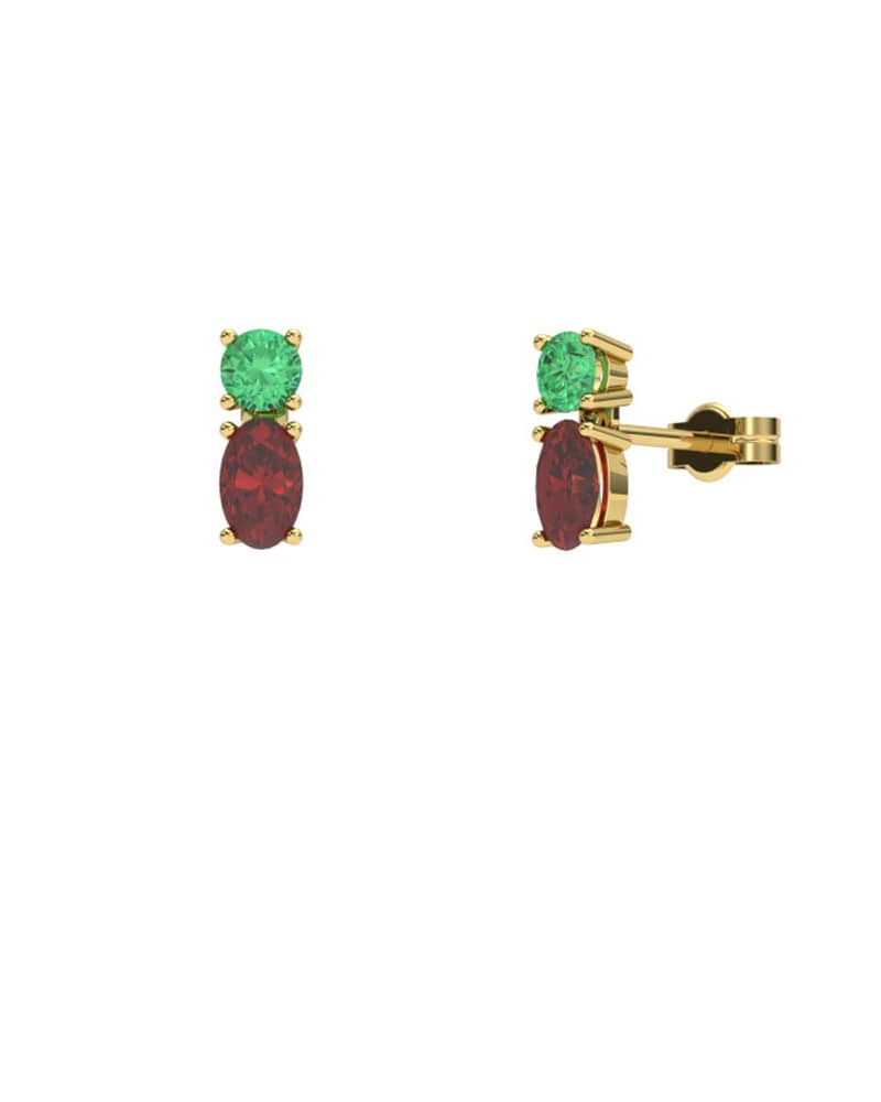 PENDIENTES FALLS ORO RUBI Y ESMERALDA - CRESBER
