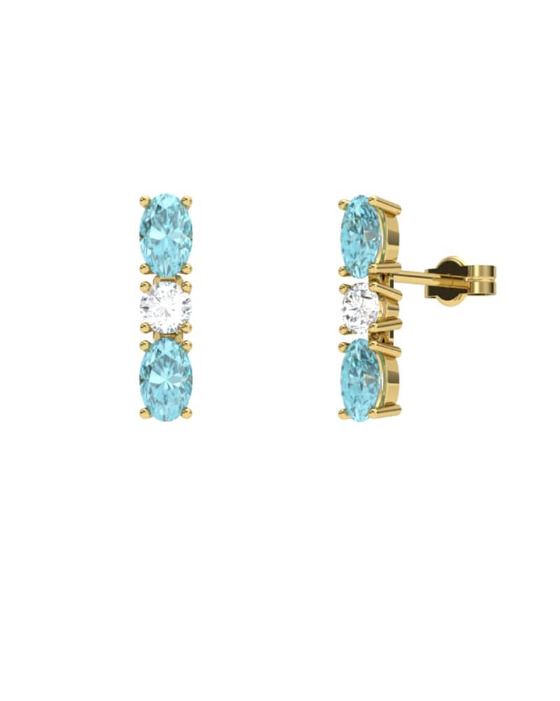 PENDIENTES FALLS ORO TOPACIO AZUL Y TOPACIO BLANCO - CRESBER
