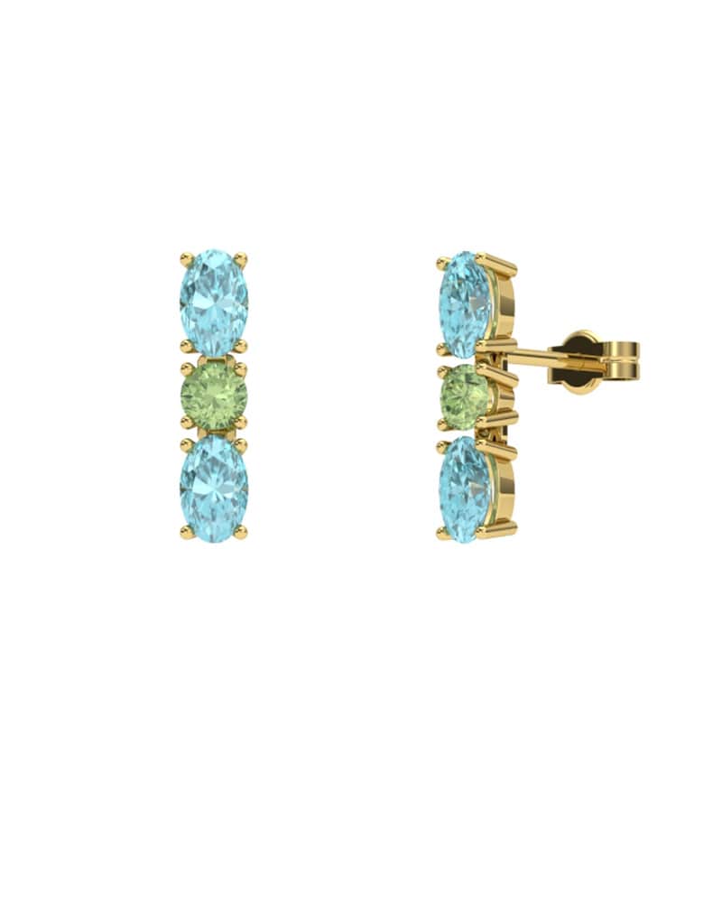 PENDIENTES FALLS ORO TOPACIO AZUL Y PERIDOTO - CRESBER
