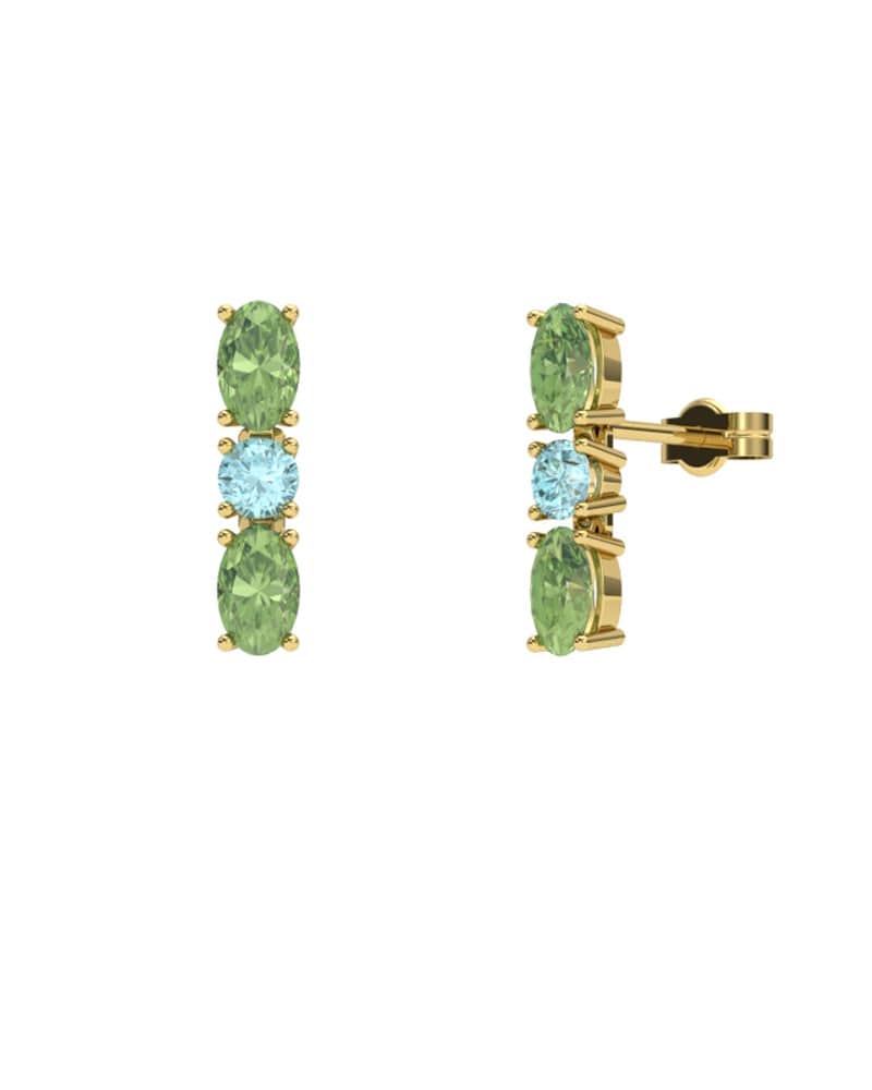 PENDIENTES FALLS ORO PERIDOTO Y TOPACIO AZUL - CRESBER