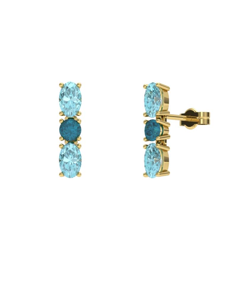 PENDIENTES FALLS ORO TOPACIO AZUL Y LONDON - CRESBER
