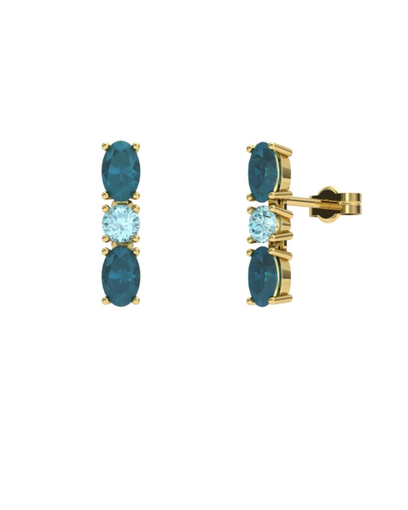 PENDIENTES FALLS ORO LONDON Y TOPACIO AZUL - CRESBER