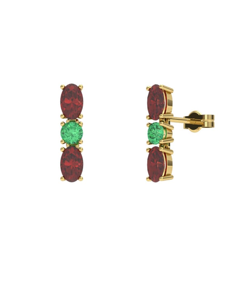 PENDIENTES FALLS ORO RUBI Y ESMERALDA - CRESBER