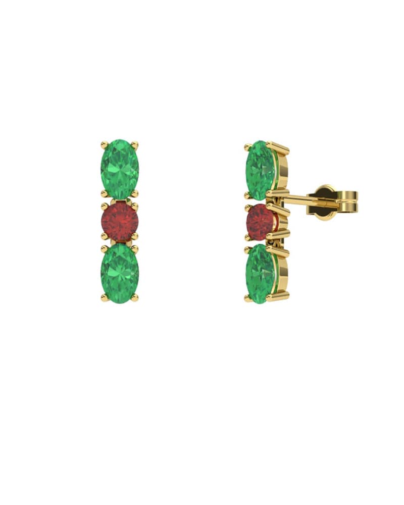 PENDIENTES FALLS ORO ESMERALDA Y RUBI - CRESBER