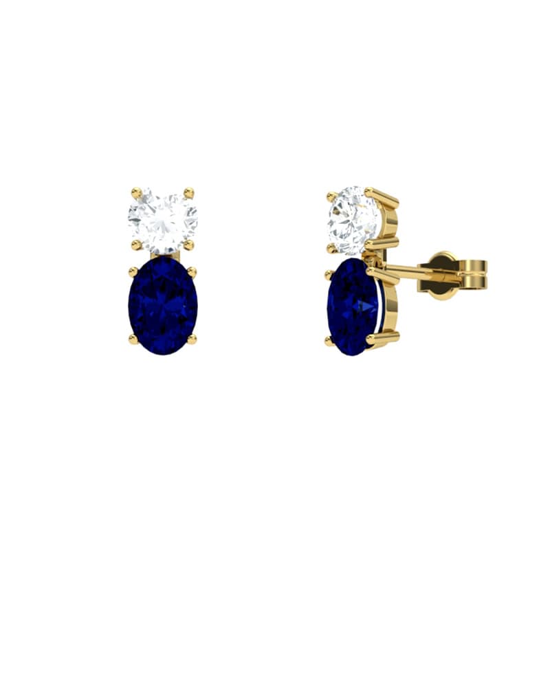 PENDIENTES FALLS ORO BRILLANTES 0,51 CT Y ZAFIRO - CRESBER
