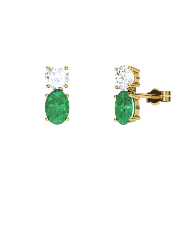 PENDIENTES FALLS ORO BRILLANTES 0,51 CT Y ESMERALDA - CRESBER