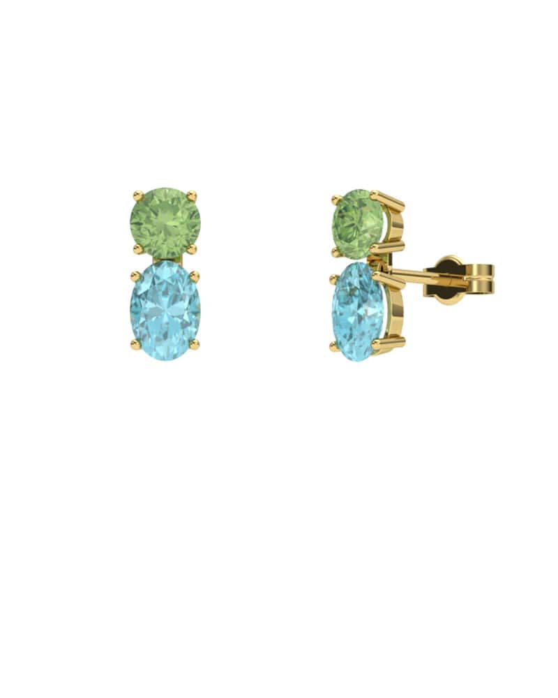 PENDIENTES FALLS ORO TOPACIO AZUL Y PERIDOTO - CRESBER