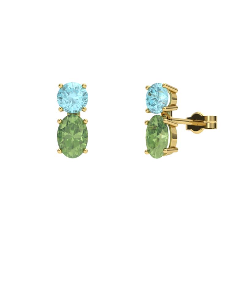PENDIENTES FALLS ORO PERIDOTO Y TOPACIO AZUL - CRESBER