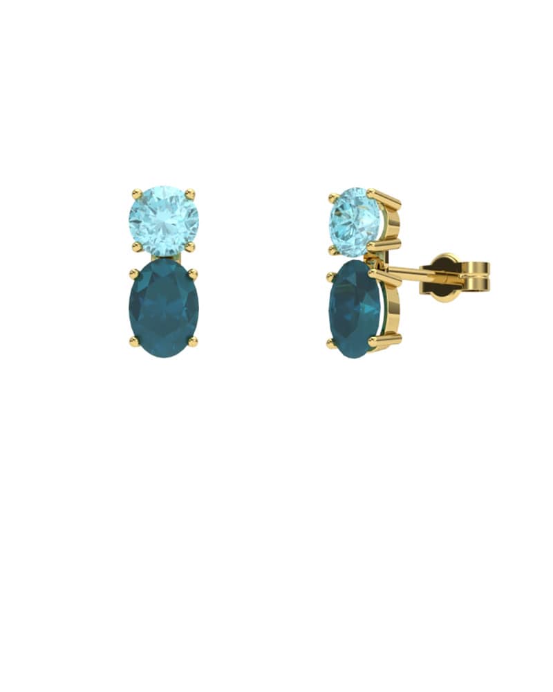 PENDIENTES FALLS ORO LONDON Y TOPACIO AZUL - CRESBER