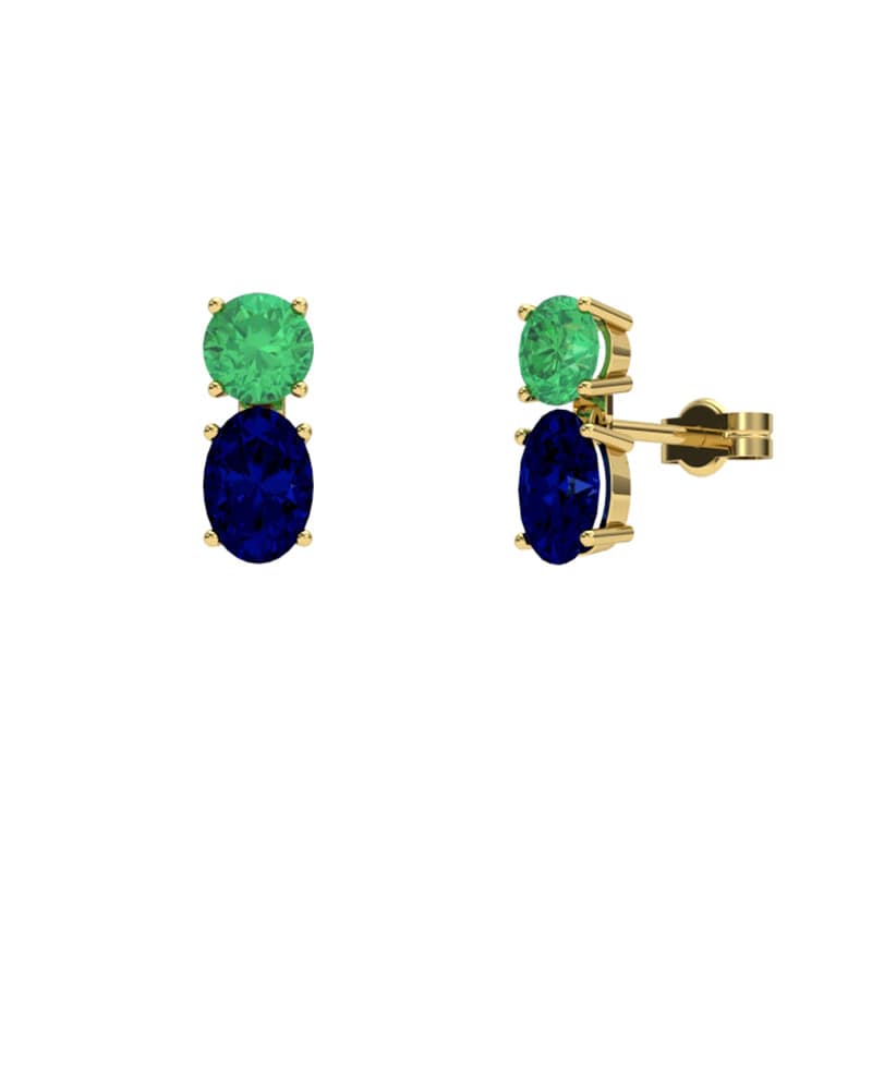 PENDIENTES FALLS ORO ZAFIRO Y ESMERALDA - CRESBER