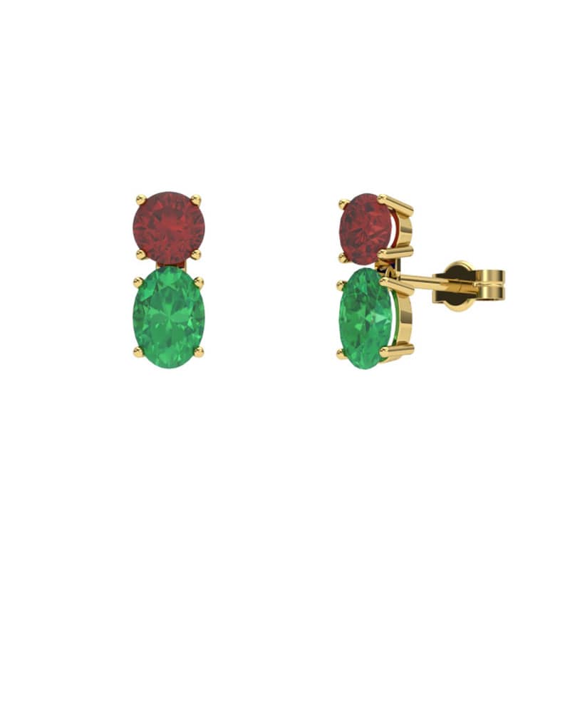 PENDIENTES FALLS ORO ESMERALDA Y RUBI - CRESBER