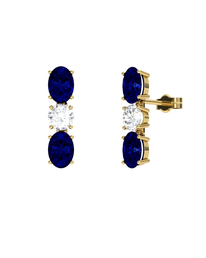 PENDIENTES FALLS ORO BRILLANTES 0,51 CT Y ZAFIRO - CRESBER