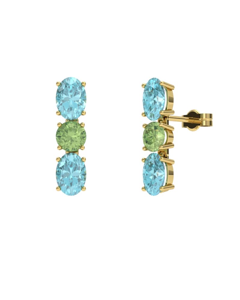 PENDIENTES FALLS ORO TOPACIO AZUL Y PERIDOTO - CRESBER