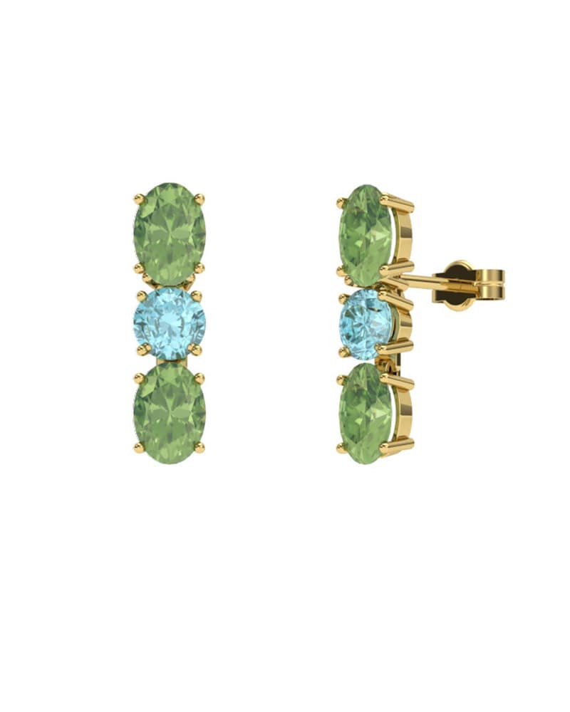 PENDIENTES FALLS ORO PERIDOTO Y TOPACIO AZUL - CRESBER