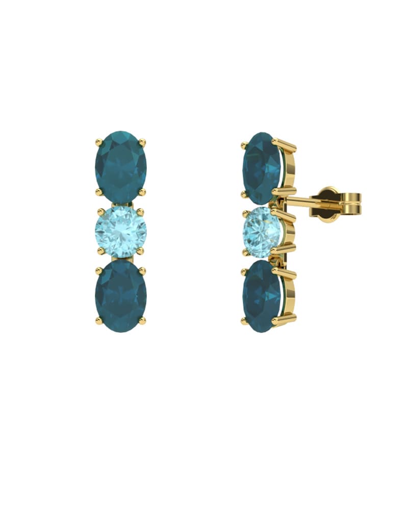 PENDIENTES FALLS ORO LONDON Y TOPACIO AZUL - CRESBER