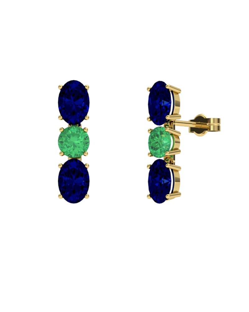 PENDIENTES FALLS ORO ZAFIRO Y ESMERALDA - CRESBER