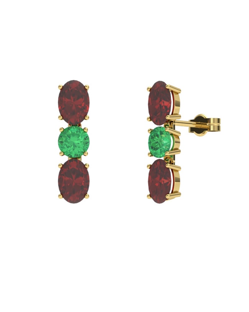PENDIENTES FALLS ORO RUBI Y ESMERALDA - CRESBER