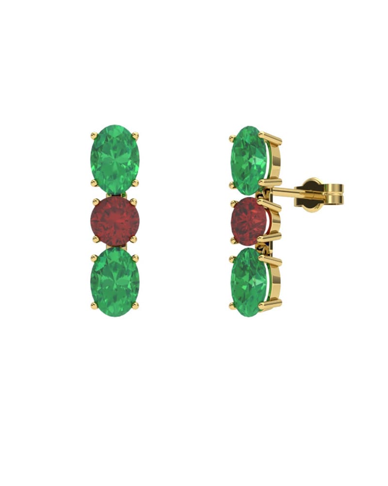 PENDIENTES FALLS ORO ESMERALDA Y RUBI - CRESBER