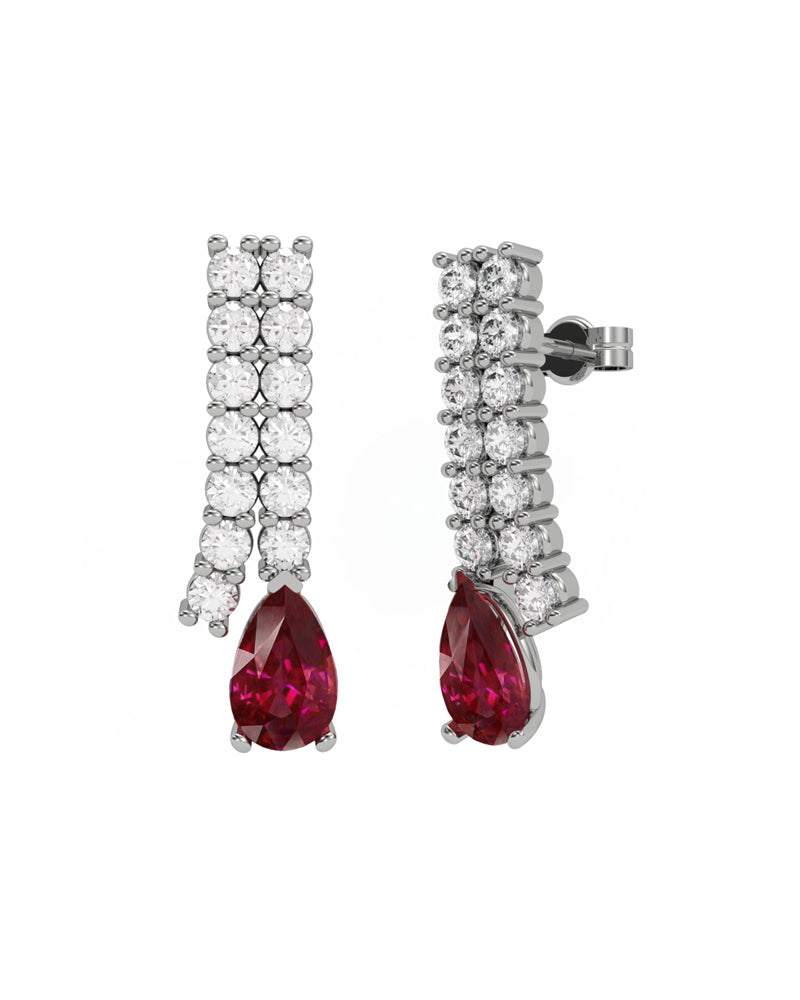 PENDIENTE ORO DIAMANTE 1,00 CT RUBI PERA 7X5 - CRESBER
