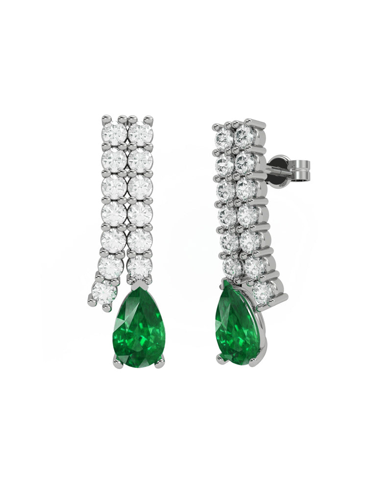 PENDIENTE ORO DIAMANTE 1,00 CT ESMERALDA PERA 7X5 - CRESBER