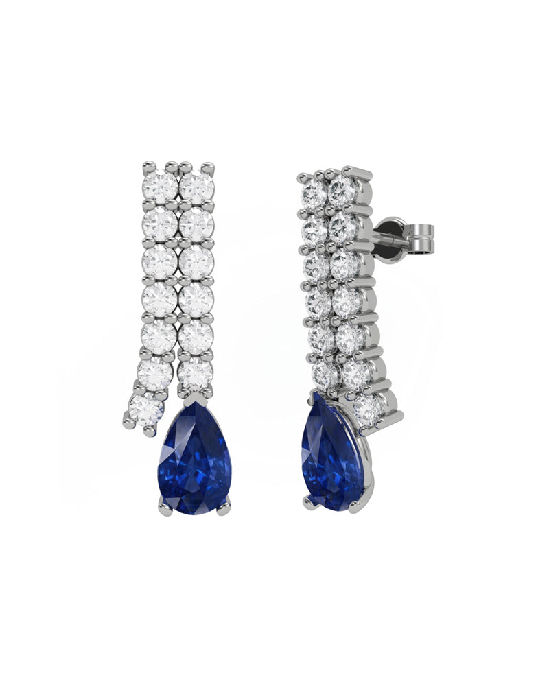 PENDIENTE ORO DIAMANTE 1,00 CT ZAFIRO PERA 7X5 - CRESBER