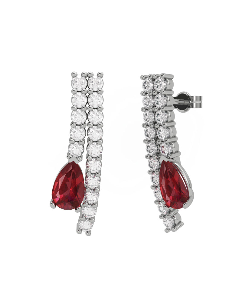 PENDIENTE ORO DIAMANTE 1.14 CT RUBI PERA 7X5 - CRESBER
