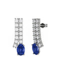 PENDIENTE ORO DIAMANTE 1,00 CT ZAFIRO OVAL 7X5 - CRESBER